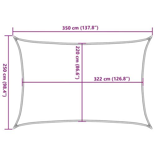Solsejl 3,5x2,5 m 100 % polyesterstof sandfarvet