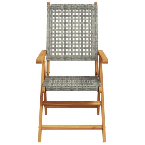 Havestole 2 stk. massivt akacietræ og polyrattan grå