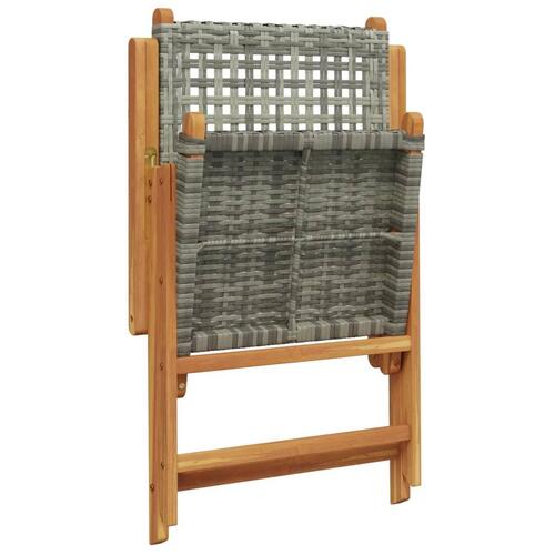 Havestole 2 stk. massivt akacietræ og polyrattan grå