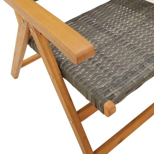 Havestole 2 stk. massivt akacietræ og polyrattan grå