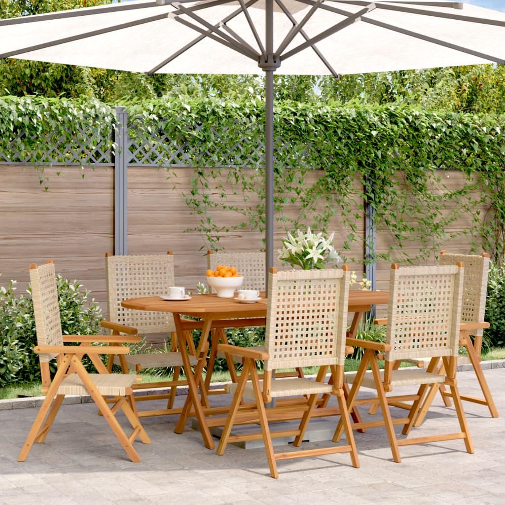 Havestole 6 stk. med lænefunktion polyrattan beige