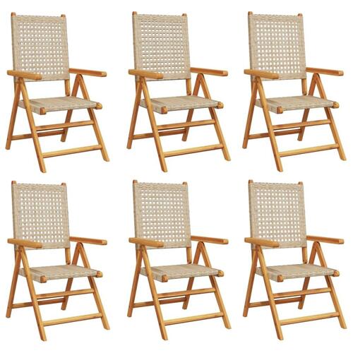 Havestole 6 stk. med lænefunktion polyrattan beige