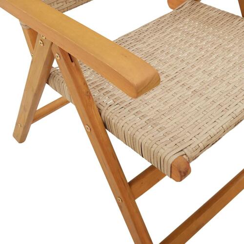 Havestole 6 stk. med lænefunktion polyrattan beige