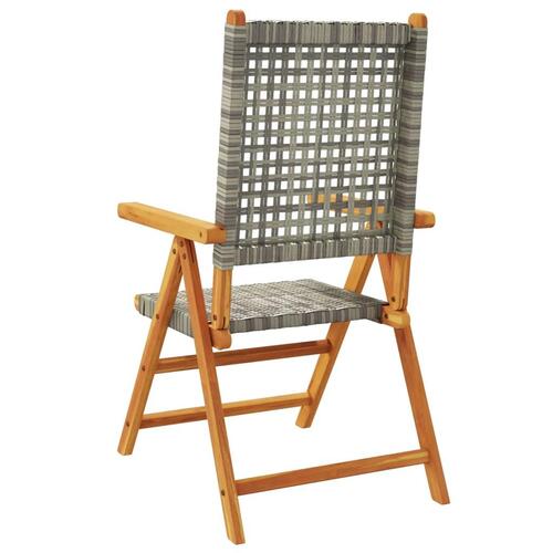 Havestole 8 stk. med lænefunktion polyrattan grå