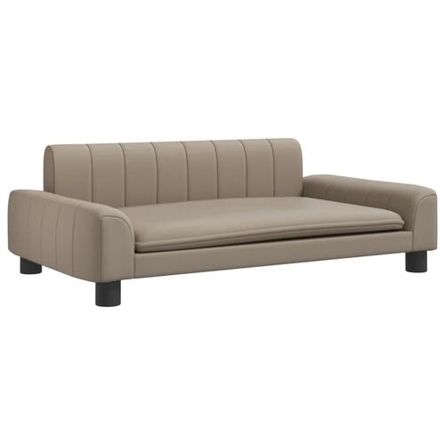 Hundeseng 90x53x30 cm kunstlæder cappuccinofarvet