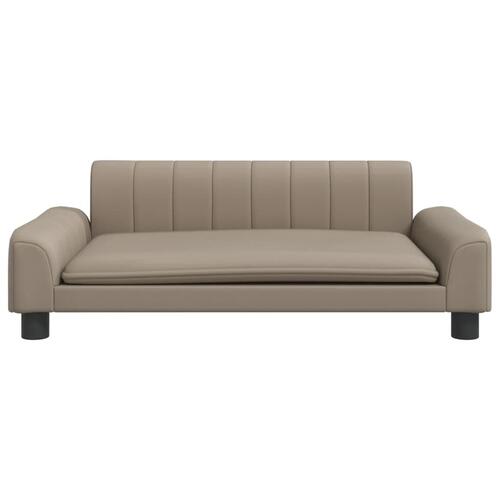 Hundeseng 90x53x30 cm kunstlæder cappuccinofarvet