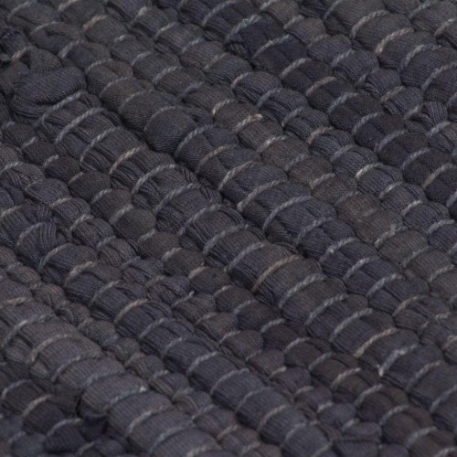 Håndvævet chindi-tæppe bomuld 160 x 230 cm antracitgrå