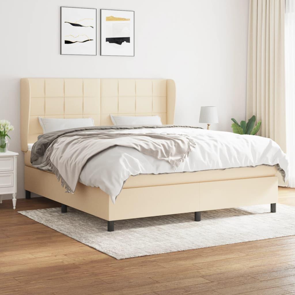 Kontinentalseng med madras 180x200 cm stof cremefarvet billede