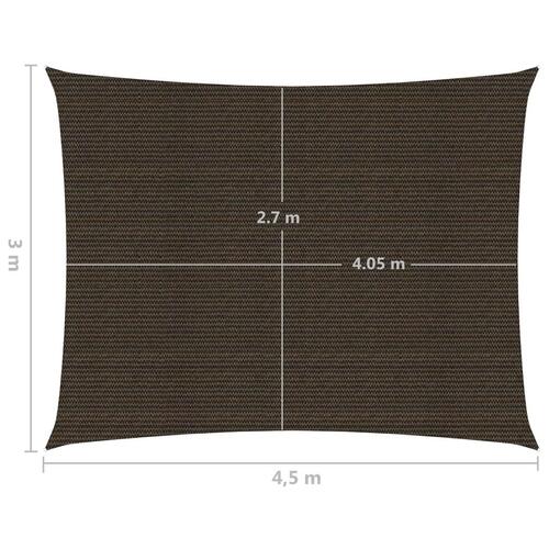 Solsejl 3x4,5 m 160 g/m² HDPE brun