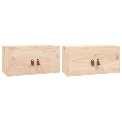 Vægskabe 2 stk. 60x30x30 cm massivt fyrretræ