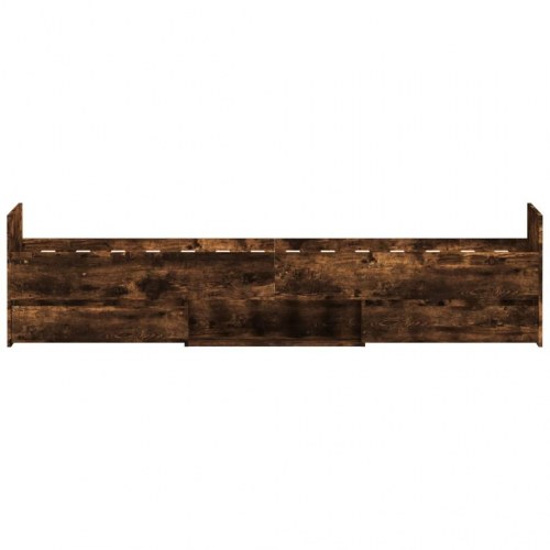 Sengeramme med sengegavl og fodgærde 90 x 200 cm - røget egetræ