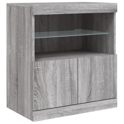 Skænk med LED-lys 142,5x37x67 cm grå sonoma-eg