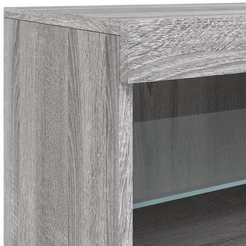 Skænk med LED-lys 142,5x37x67 cm grå sonoma-eg