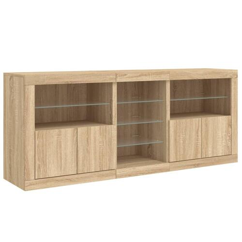 Skænk med LED-lys 162x37x67 cm sonoma-eg