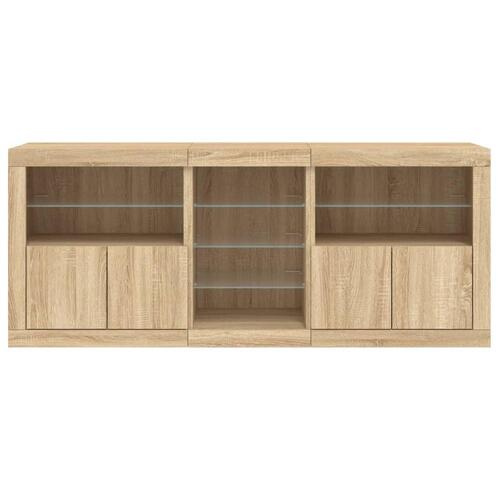 Skænk med LED-lys 162x37x67 cm sonoma-eg