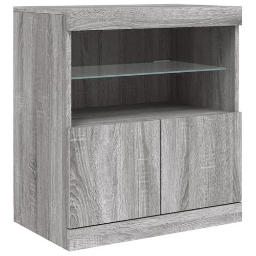 Skænk med LED-lys 181,5x37x67 cm grå sonoma-eg