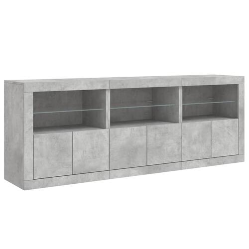 Skænk med LED-lys 181,5x37x67 cm betongrå