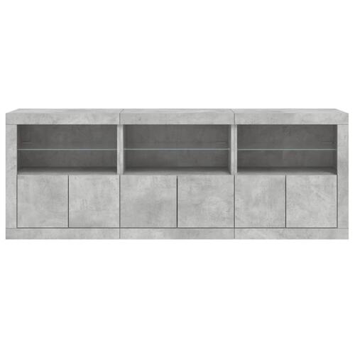 Skænk med LED-lys 181,5x37x67 cm betongrå