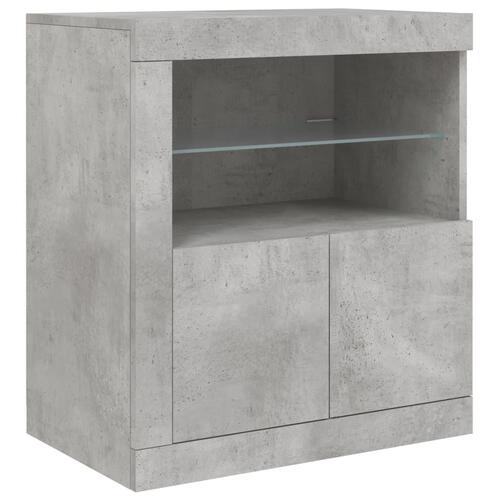 Skænk med LED-lys 181,5x37x67 cm betongrå