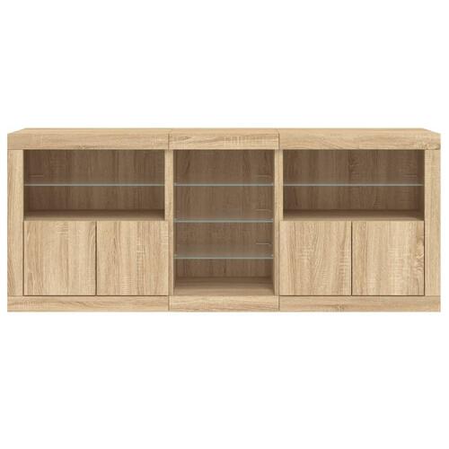 Skænk med LED-lys 181,5x37x67 cm sonoma-eg