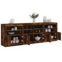 Skænk med LED-lys 202x37x67 cm røget egetræsfarve