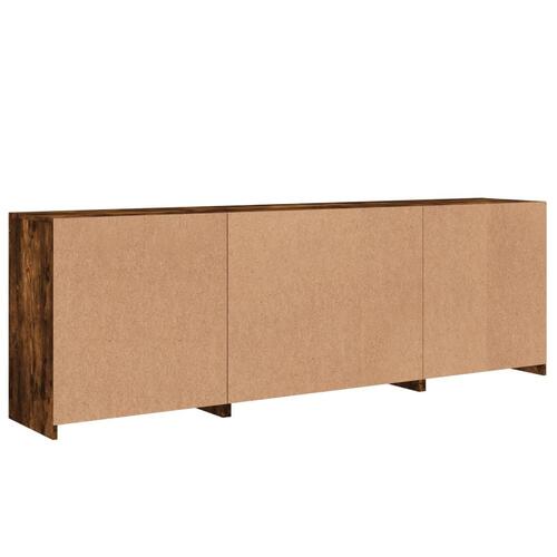 Skænk med LED-lys 202x37x67 cm røget egetræsfarve
