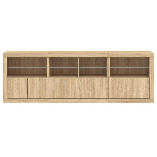 Skænk med LED-lys 202x37x67 cm sonoma-eg