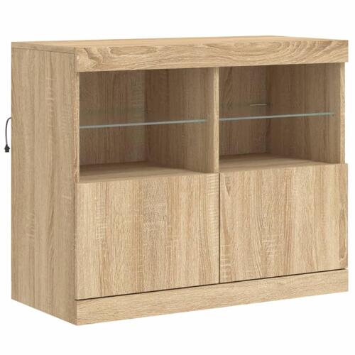 Skænk med LED-lys 202x37x67 cm sonoma-eg