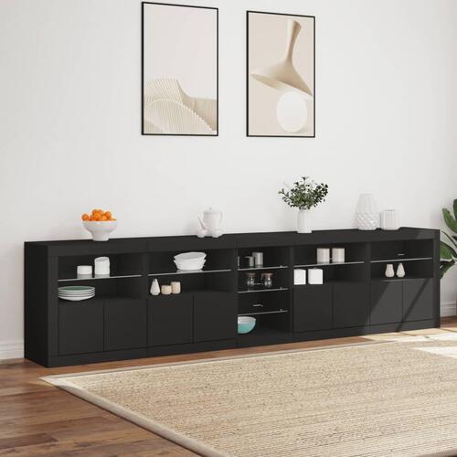 Skænk med LED-lys 283x37x67 cm sort