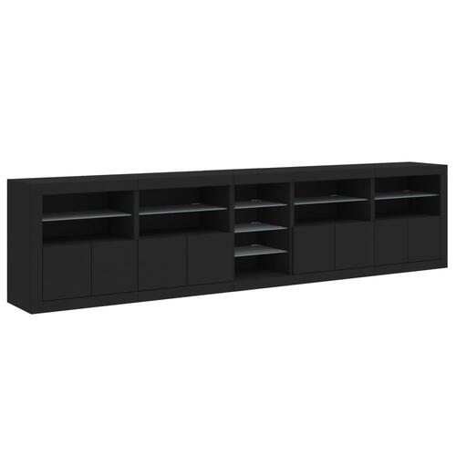Skænk med LED-lys 283x37x67 cm sort