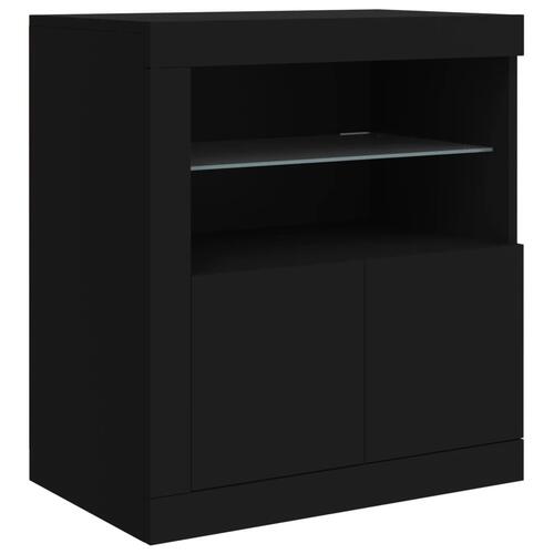 Skænk med LED-lys 283x37x67 cm sort