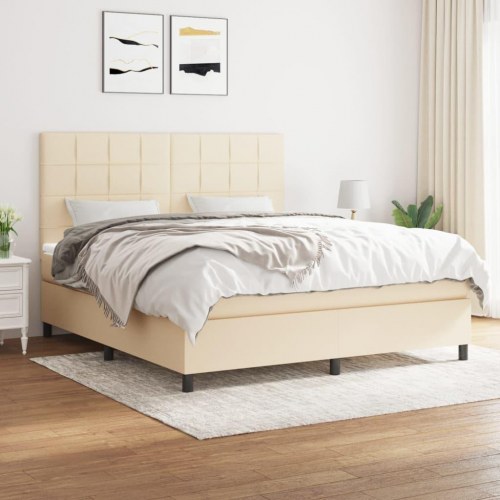 Kontinentalseng med madras 180×200 cm - stof, cremefarvet
