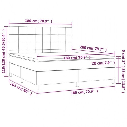 Kontinentalseng med madras 180×200 cm - stof, cremefarvet