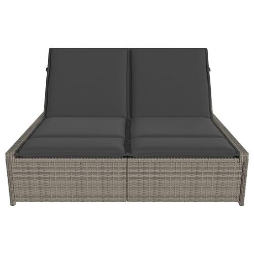Loungesofa med hynder polyrattan grå