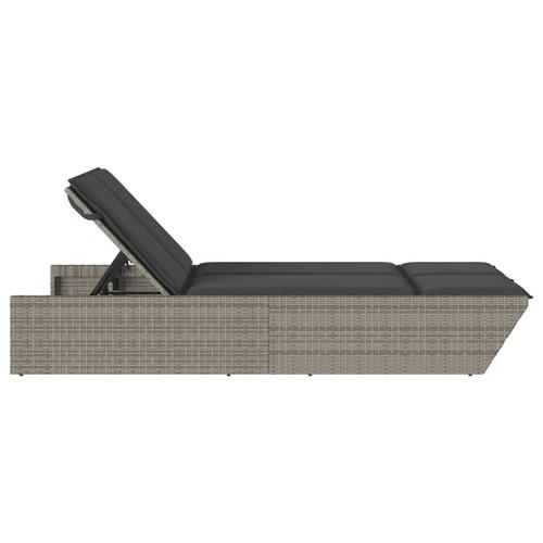 Loungesofa med hynder polyrattan grå