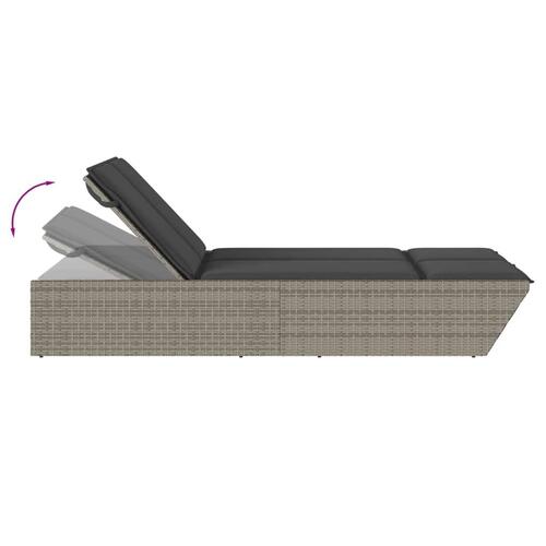 Loungesofa med hynder polyrattan grå