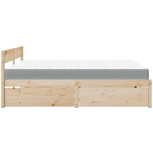 Seng med skuffer og madras 200x200 cm massivt fyrretræ