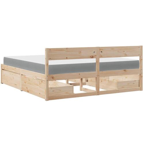 Seng med skuffer og madras 200x200 cm massivt fyrretræ