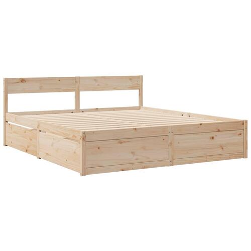 Seng med skuffer og madras 200x200 cm massivt fyrretræ