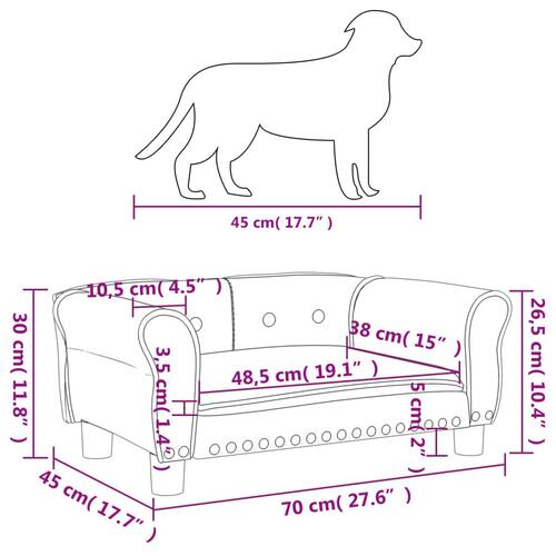 Hundeseng 70x45x30 cm kunstlæder grå