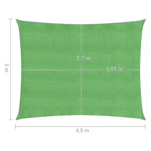 Solsejl 3x4,5 m 160 g/m² HDPE lysegrøn