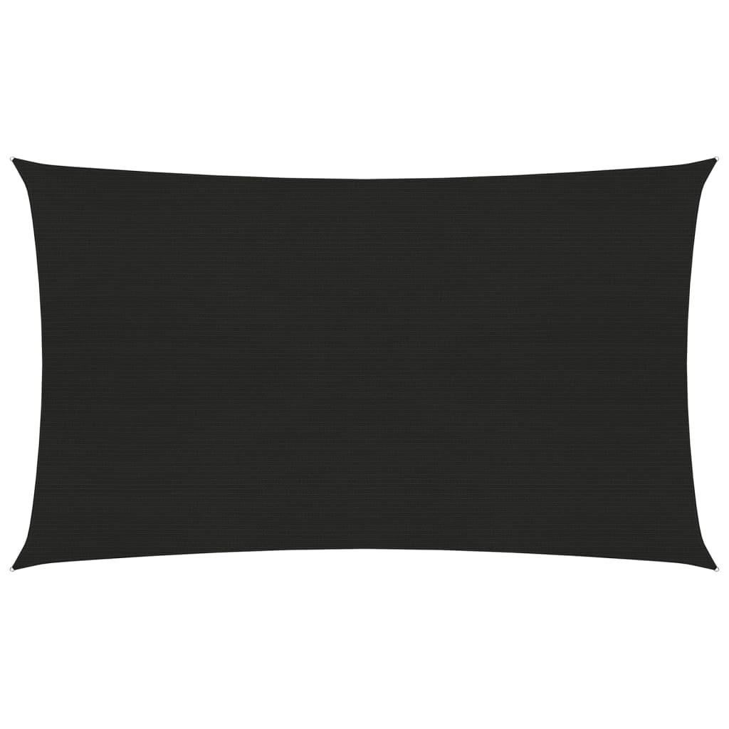 Solsejl 160 g/m² 4×7 m - HDPE, sort rektangulært billede