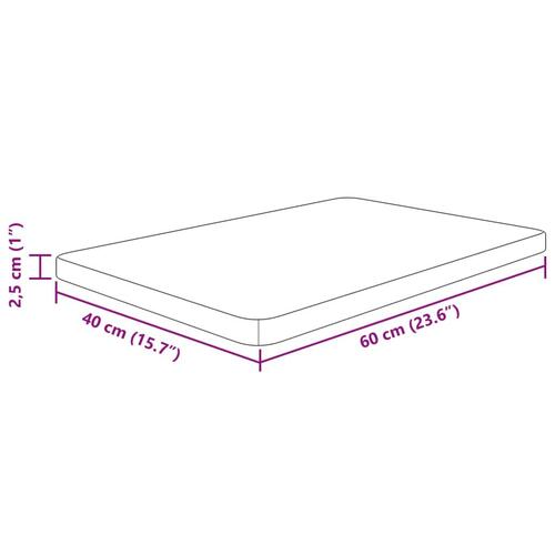 Bordplade til badeværelse 60x40x2,5 cm massivt træ ubehandlet