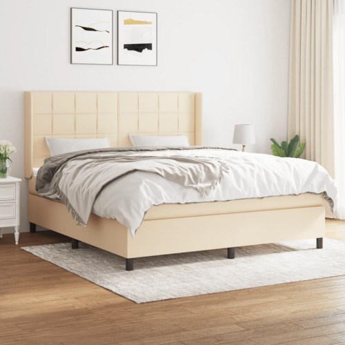 Kontinentalseng med madras 180×200 cm - stof, cremefarvet