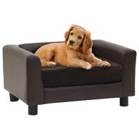 Hundesofa 60x43x30 cm plys og kunstlæder brun