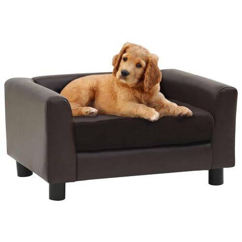 Hundesofa 60x43x30 cm plys og kunstlæder brun