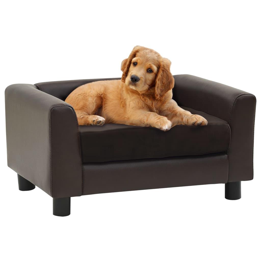 Hundesofa 60x43x30 cm plys og kunstlæder brun