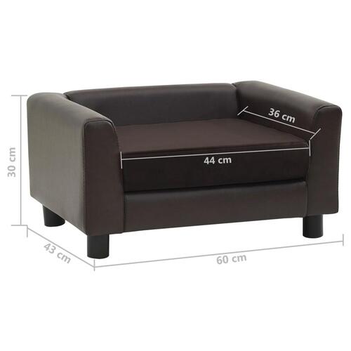 Hundesofa 60x43x30 cm plys og kunstlæder brun