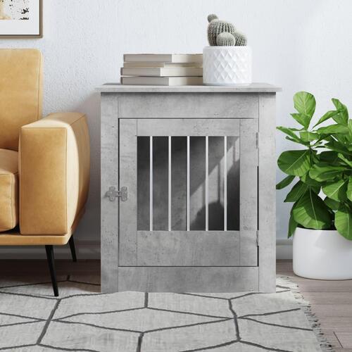 Hundebur 64,5x80x71 cm konstrueret træ betongrå