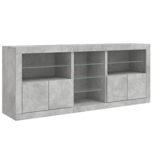 Skænk med LED-lys 162x37x67 cm betongrå